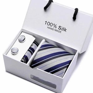 Set à cravate de cou 2023 100% Silk Jacquard cravate géométrique blanche Tie géométrique enrichie