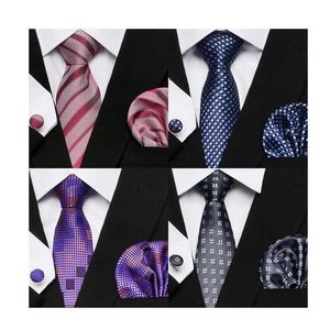 Nek Tie Set 2023 Nieuw ontwerp Veel Colorhot Sale Wedding Present Tie Pocket Squares Set stropdas Suit Accessoires Bloem Gray Men Lovers Day