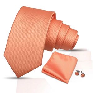 Neck Tie Set Brand Business Solid Colors Ties zakdoek Cufflink Set voor mannen 7,5 cm slanke stroptie set party bruiloft mannen accessoreis cadeaus