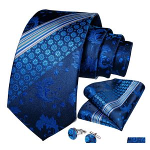 Nek stropdas set klassieke heren banden 8 cm blauw plaid stip gestreepte zakelijke stropdeling zakdoek bruiloft feest drop levering mode accessori otg6p