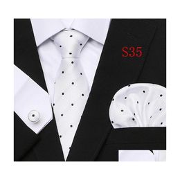 Corbata de cuello Set Moda Negocio Negro Floral Paisley Poliéster Mens Strip Lazos para hombres Formal Lujo Boda Corbatas Drop Entrega Ac Otjgp