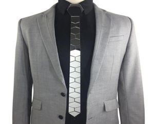 Ensemble cravate GEOMETIE fait à la main maigre hexagonale argent cravate en forme de nid d'abeille cravate pour hommes mode accessoire de mariage bijou de mode6784513