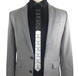 Набор галстуков на шею GEOMETIE Узкий шестиугольный серебряный галстук ручной работы в форме сот для мужчин Модный свадебный аксессуар Fashion Jewel3004791