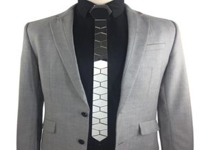 Conjunto de corbata GEOMETIE Corbata plateada hexagonal delgada hecha a mano Corbata con forma de panal para hombre Accesorio de boda de moda Joya de moda 3804483