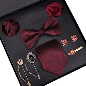 Juego de corbata de cuello de alta calidad Set de corbata de corbata de 8 cm Corbitie de corsage Corsage Corsage Pocket Square and Ties Claz de regalo para boda de negocios 230210