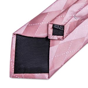 Nek Tie set luxe ontwerper roze plaid zijden banden voor mannen 8 cm zakelijke bruiloft nek die zakdoek manchetknopen set cadeau voor mannen groothandel