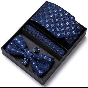 Neck Tie Set Coldie pour hommes en boîte à cadeaux Bowtie et boutons de manchette carrés de poche ensemble pour hommes Business Business Formal Suit Cus Tie Gravata Gift Sett