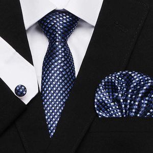 Neck Tie Set Mens Tie Black Solid Palid Silk Classic Classic Classic + Hanky + Cuff Links Set for Men Business and Wedding Party 145 * 7,5 cm