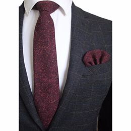 Neck Tie Set Ricnais 8cm cravate en laine solide cravate à carreaux pour hommes qualité cravate en cachemire et mouchoir cravates ensemble costume pour fête de mariage 230324