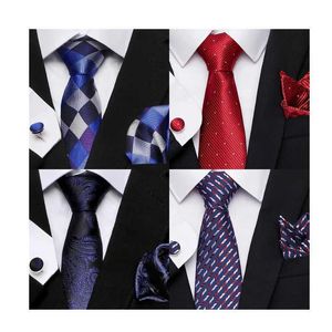Nek Tie Set Groothandel 7,5 cm Verjaardagscadeau Tie Hanky manchetknoopset Tie stropdas Gedrukte formele kleding Hombre lichtblauw Fit werkplek