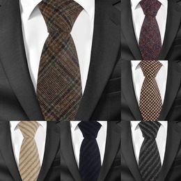 Nek stropdas set wollen stropdassen magere wollen stropdas voor mannen pakken heren plaid gestreepte nekband voor zakelijke cravats 7 cm breedtes stropdassen 230314