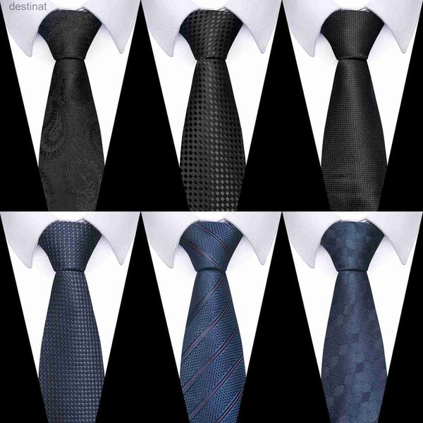 Corbatas 100% Seda Marca Corbatas Hombres Nuevo Estilo Venta al por mayor Seda Jacquard 8 cm Corbata Traje Accesorios Sólido Negro Fit Business WorkplaceL231017