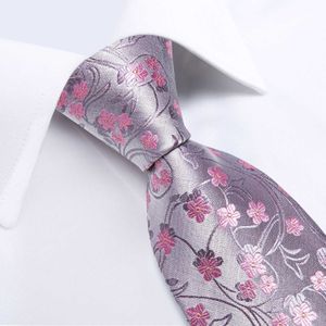 Nekbanden 100 zijde bloemenroze stropdassen voor mannen trouwfeest man tie zakdoek broche manchetknopen set mannen accessoires gravata dibangu