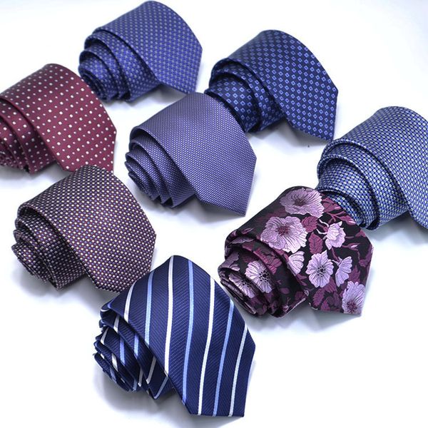 Cravates 100 soie pour hommes mode classique Jacquard points pour homme bleu marine cravate cadeau fête rayure costumes cravate 230519