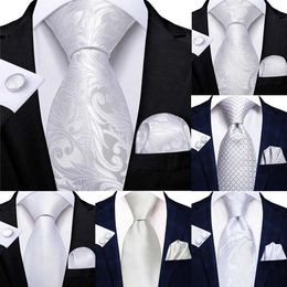 Corbatas de cuello 2024 Nuevo manejo de la flor blanca Flowy Hanky Gosinks para hombres Boda de boda Negocio Tada de moda Marca de moda Hi Tie C240412