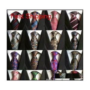 Corbatas de cuello 216 estilos 8 cm hombres seda moda para hombre hecho a mano corbata de boda negocio inglaterra paisley rayas cuadros puntos corbata gota delive otzm6