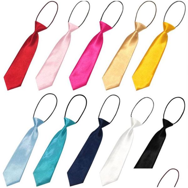 Cravates 28X7Cm Couleur Unie Réglable Corde Pour Enfants Enfants Garçon Cravate Accessoires De Mode Party Club Décor Drop Delivery Dh4Bi