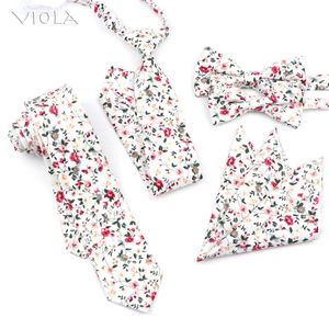 Cravates 5 PCS Classique Vintage Coton Floral Solide 6cm Cravate Ensemble Hommes Enfants De Mariage Noeud Papillon Poche Carré Fête Cadeau Cravate Chemise Accessoire