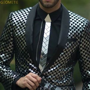 Stropdassen Acryl Bling Geruite Stropdas Zijde Slim Fit Mannen Blazer Bruiloft Modeshow Zakelijk Das Luxe Merk Handgemaakte Sieraden 231013