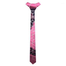 Cravates de cou acrylique miroir hommes cravate brillante bijoux de mode rose maigre diamant plaid géométrique mince bling bling1170j