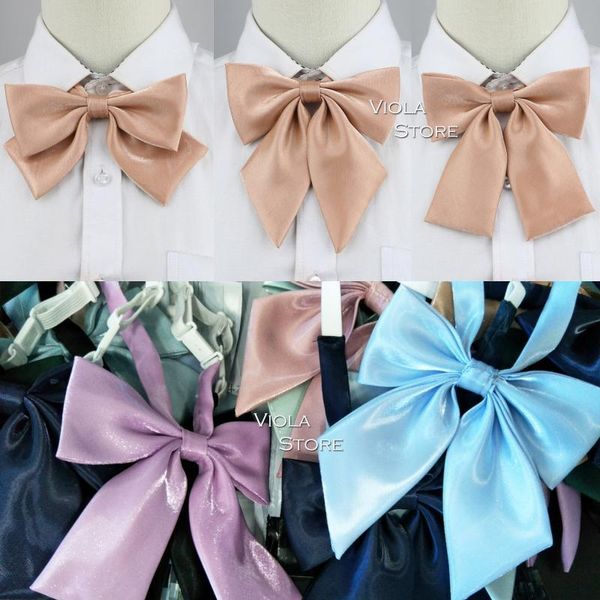 Corbatas para el cuello hermoso brillante sólido elegante estilo universitario señoras pajarita mujer chica estudiante Cosplay fiesta espectáculo uniforme traje accesorio mariposa1