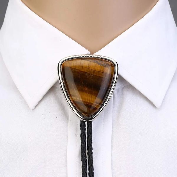 Corbatas Bolo corbata para hombre mujer hecho a mano arte occidental indio aleación corbata triángulo piedra natural 231208