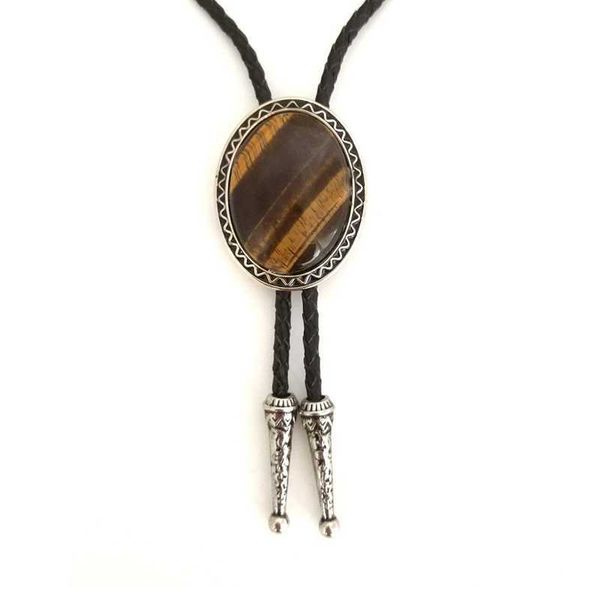 Corbatas Marrón Tigres Ojo Western Cowboy Bola Bolo Tie Hecho a mano Vintage Indian Art Novedad Corbatas Moda Regalos de boda Hombres Accesorios J230227