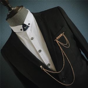 Stropdassen casual mannelijke vrouwelijke Koreaanse trend retro ketting pin broche mannen zilveren kraag pin hals accessoires 231128