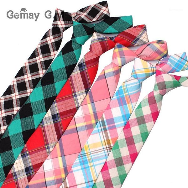 Corbatas informales a cuadros para hombre, corbata estrecha de algodón para boda, corbata de negocios colorida para hombre, corbata para adulto1