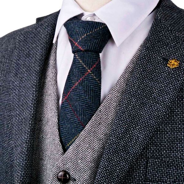 Corbata Corbata Tweed Herringbone Solid azul marrón marrón Camel gris beige gris 276 