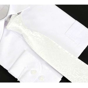 Cravates Classiques 8 Cm Cravate pour Homme Costume De Luxe Blanc Floral Style Affaires Cravates De Mariage Groom Party J230227