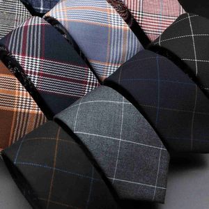 Nekbanden klassieke zwart grijze plaid katoenen stropdas 6 cm slanke mode skinny tie mannen tuxedo pak party zakelijk casual accessoire cravat cadeau231215