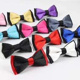 Cravates de cou Classique Kid Costume Cravates Bébé Garçons Filles Mode Couleur Unie Réglable BowtiE Chlidren Deux Tons Chien Chat Noeud Papillon 231208