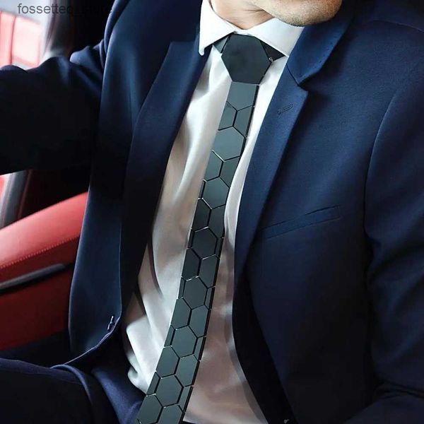Cravates chic mat noir hexagone cravates hommes élégants cravates 20 couleurs luxe Hexties 5 cm boîte-cadeau accessoire de robe formelle conception unique L240313