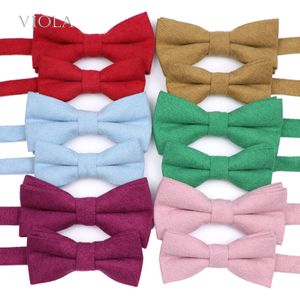 Corbatas de cuello Colorido Sólido Suave Pana Algodón Rojo Rosa Padre Hijo Bowtie Set Hombres Mujeres Niños Mariposa Fiesta Boda Cravat Accesorio Regalo 230822