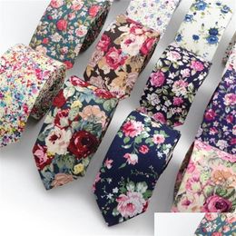 Stropdassen Katoenen bloemenstropdas Gekleurde bloemenstropdas voor heren Smal Paisley Slim Skinny Cravate Dikke stropdassen T200805 Drop Delivery Fashio Dhud8