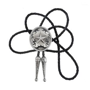 Neck Ties Cowboy West Bolo Tie vijfpuntige ster Zink Alloy Leather S For Men and Women Novely Gift1