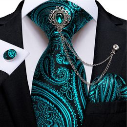 Correo de corbatas azules azules paisley seda floral 8cm fiesta de boda para hombres necio hancy broche gemelos de broche set Cravat Dibangu 230601