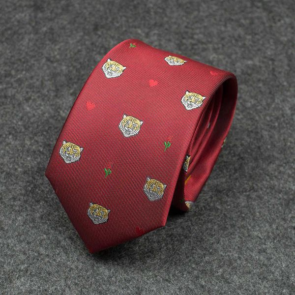 Cravates Designer échange de vin rouge amour petit motif tigre avec une largeur de 7CM pour cravate homme VA7S