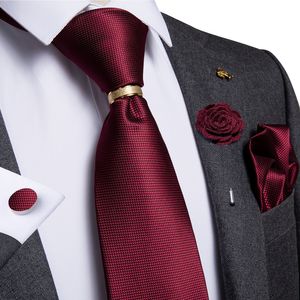 Stropdassen Designer mannen Luxe 8 cm Bruiloft Voor Zijde Jacquard Geweven Mannen Stropdas Ring Broche Manchetknopen Hanky Set DiBanGu 221205