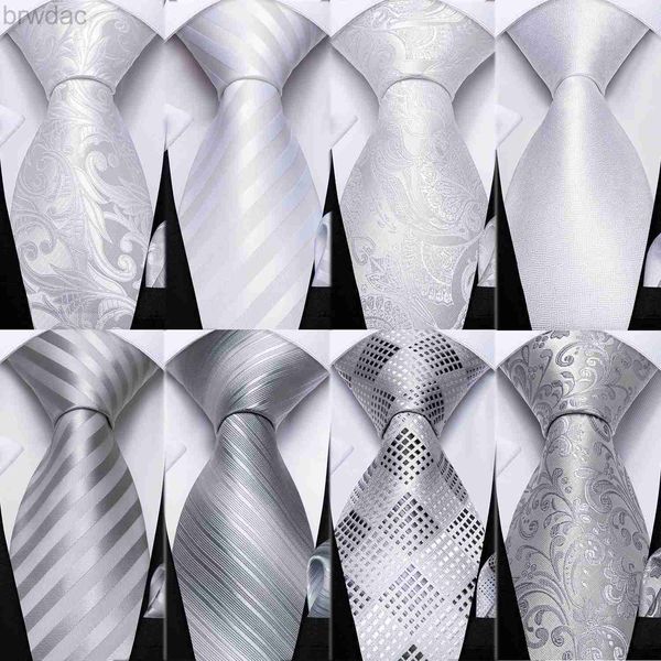 TIENES DE CUELLO Dibangu Designer blanco gris astillas para hombre corbatas de mangas de seda de seda para hombres fiestas de boda negocios para hombre corbata 240407