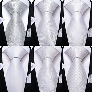 Stropdassen DiBanGu Mannen Stropdas Wit Zilver Paisley Ontwerp Zijde Bruiloft Stropdas Voor Mannen Hanky Manchetknopen Stropdas Set Mode Bussiness Party Drop 230607