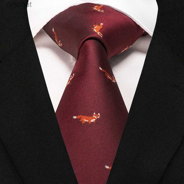 EASTEPIC 8 cm Rouge Bleu Jacquard Cravates pour Hommes Cravate Qualité Accessoire Cadeau D'affaires Renard Dragon Flamant Escargot Canard AnimalL231017