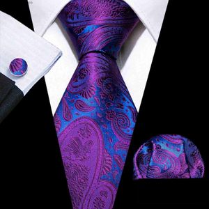 Nekbanden elegante paarse mannen banden zijden paisley geweven jacquad nek-tie manchetknopen pochet set feestje bruiloftsbedrijf Barry.wang FA-640 y240325