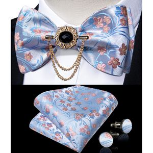 Stropdassen Prachtige Mens Selftie Strikjes Bruiloft Voor Man Accessoires Manchetknopen Hanky Broche Set Rood Zwart Geel Blauw Bowtie 230605