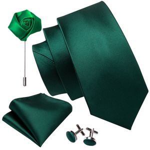 Nekbanden fahsion heren bruilofts stropdas groen stevige zijde voor mannen gravat zakdoek manchetknoopbroche set Barry Wang Designer FA 5261 230818