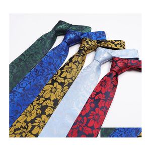 Cravates Accessoires De Mode Polyester Jacquard Fleur Motif Hommes D'affaires De Mariage Mâle Cravate Robe Cadeau 8Cm Drop Livraison Otqa8