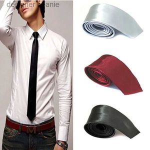 Neck Ties Fashion Elegant Solid Color Necktie For Men Casual Slim Plain Mens Solid Skinny Neck Party Wedding Tie Silk NecktiesL231215