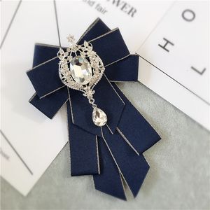 Stropdassen Mode Grote Vlinderdas Stropdas Kristal Kwastje Lint Kraag Met Broche Vrouwen Vintage Elegante Kostuum Sieraden Pin Rood blauw 230605