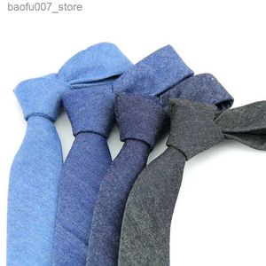 Coules de cou Fashion Mens Color Color Cowboy Tie décontractée coréen étroite 6 cm Coton Tieq